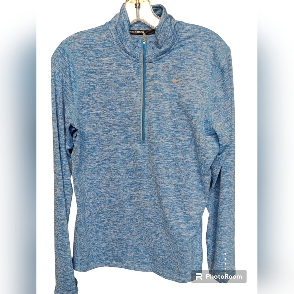 Nike Running Sweater Womens Small 1/4 Zip Pull over Fitted Long Sleeve Swoosh. M